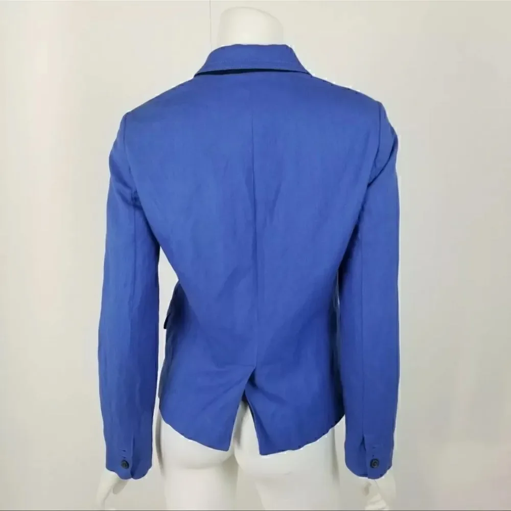 J. Crew Womens Size 0 Royal Blue Classic Schoolboy Blazer Jacket in Herringbone